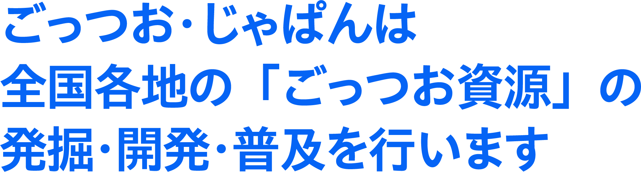 ごっつお･じゃぱんは全国各地の「ごっつお資源」の発掘･開発･普及を行います